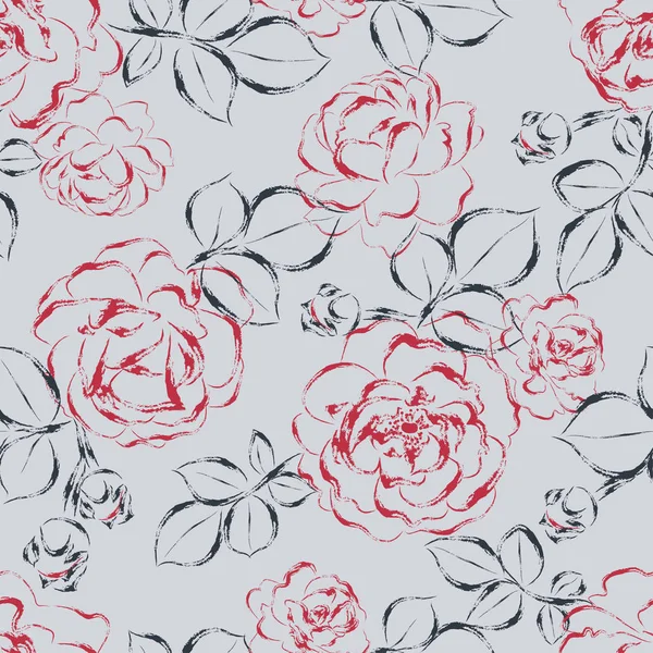Belo padrão sem costura com rosas de jardim . — Vetor de Stock
