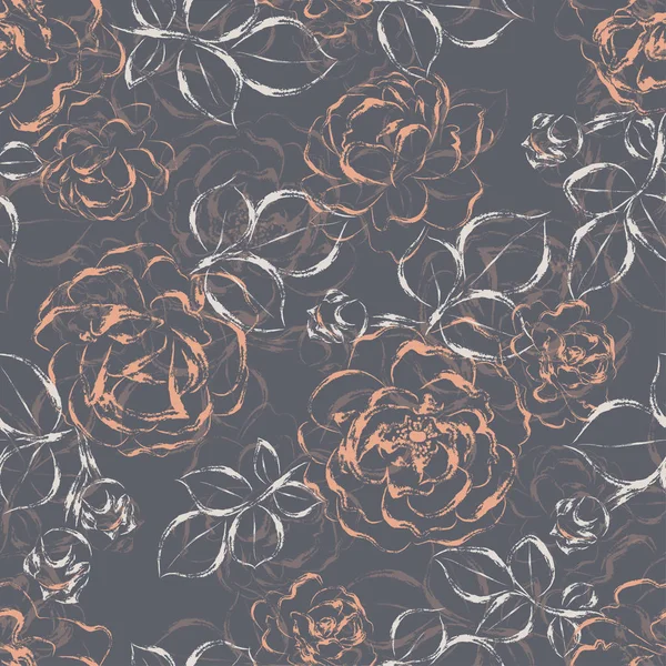 Belo padrão sem costura com rosas de jardim . — Vetor de Stock