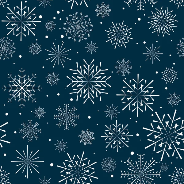 Снежинки бесшовные. Белые снежинки на фоне темно-синего вектора Xmas — стоковый вектор