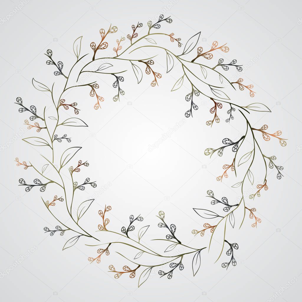 doodle colorful design element. wreath, floral elements