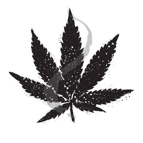 Marijuana or cannabis vector leaf. Grunge leaf of cannabis — Stock Vector