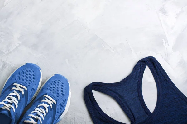 Flatlay sport sammansättning med sport outfit. — Stockfoto