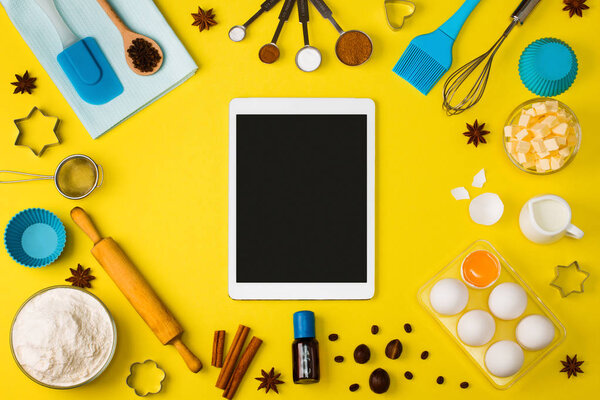 Kitchen baking tablet mobile application service website mockup 