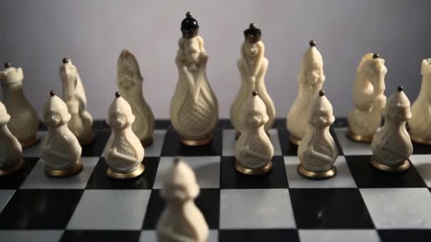 Chessboard and chess pieces. — Stock Video