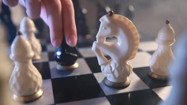 Chessboard and chess pieces. — Stock Video