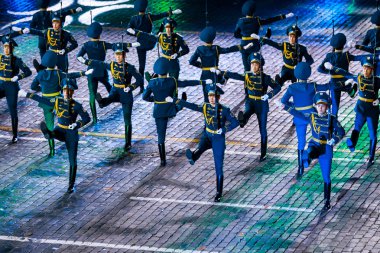 Moskova, Rusya - 26 Ağustos 2016: Spasskaya Tower internationa askeri müzik festivali.