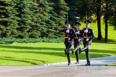 Moskova, Rusya - 02 Eylül 2016: Cumhurbaşkanlığı Onur Muhafız Saatlik değişiklik.