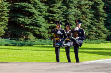 Moskova, Rusya - 02 Eylül 2016: Cumhurbaşkanlığı Onur Muhafız Saatlik değişiklik.