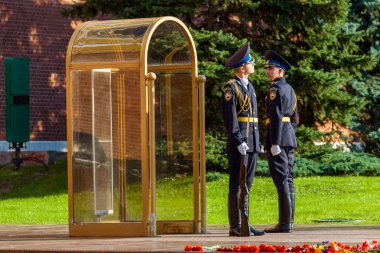 Moskova, Rusya - 02 Eylül 2016: Cumhurbaşkanlığı Onur Muhafız Saatlik değişiklik.