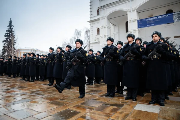 Moscow Rússia Dezembro 2017 Formação Regimento Presidencial Serviço Comando Kremlin — Fotografia de Stock