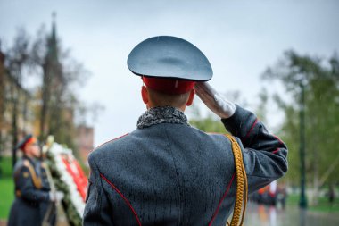 154 Preobrazhensky alayı piyade ciddi etkinlikte Tekdüzen'Onur Kıtası officier. 