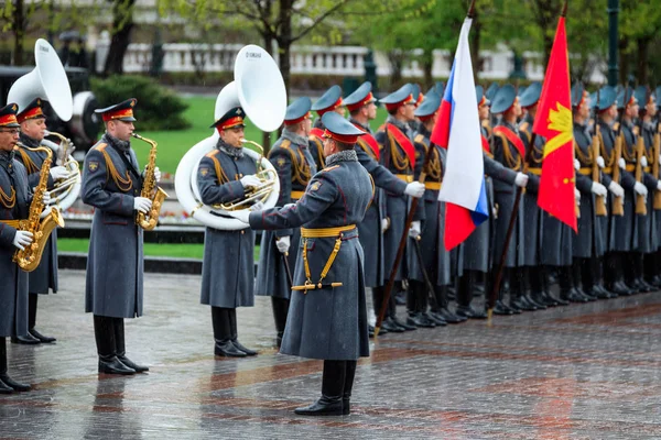 Moscow Oroszország 2017 Május Katonák Becsület Gárda 154 Nagybőgővel Ezred — Stock Fotó