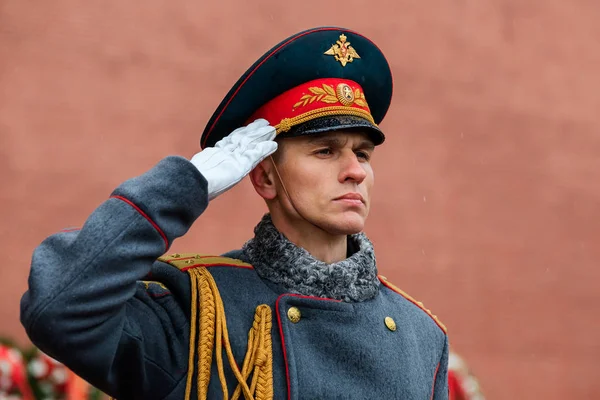 Moscú Rusia Mayo 2017 Soldados Guardia Honor Del 154 Regimiento Imagen De Stock