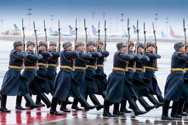 Moscow Oroszország December 2019 154 Preobrazhensky Ezred Díszőrségének Március Múlt — Stock Fotó