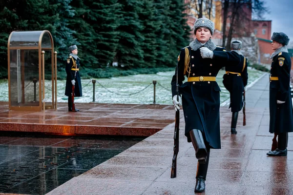 Moskau Russland Dezember 2019 Stündlicher Wachwechsel Der Präsidentengarde Russlands Grab — Stockfoto