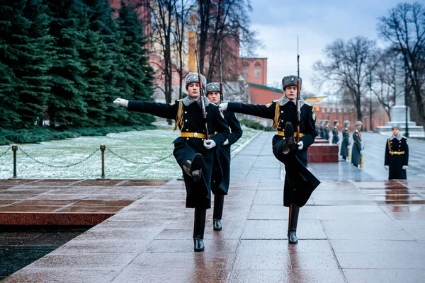 Moskau Russland Dezember 2019 Stündlicher Wachwechsel Der Präsidentengarde Russlands Grab — Stockfoto