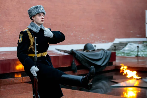 Moskau Russland Dezember 2019 Stündlicher Wachwechsel Der Präsidentengarde Russlands Grab — Stockfoto