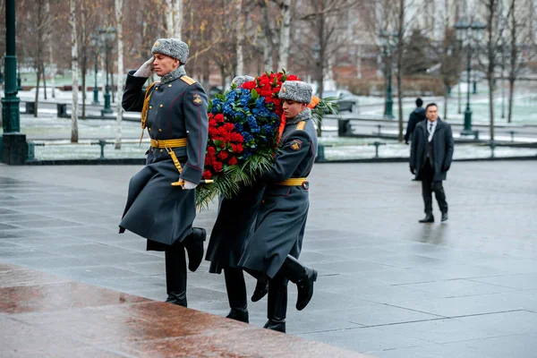 Moscow Oroszország December 2019 154 Preobrazhensky Ezred Díszőrsége Gyalogsági Egyenruhában — Stock Fotó