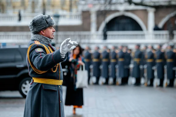 Moskva Rusko Května 2017 Vojenská Příkladná Skupina Čestné Stráže Slavnostní — Stock fotografie