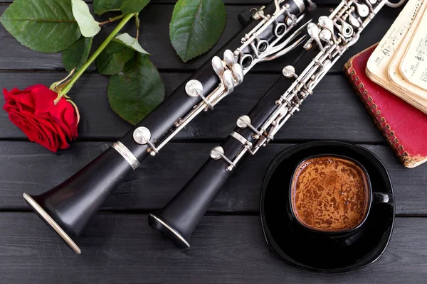 Fondo musical, póster - oboe, clarinete . — Foto de Stock