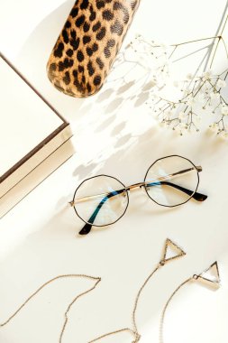 Şık kadın gözlükleri ve aksesuarları. Optik mağazası, göz sağlığı hizmetleri.