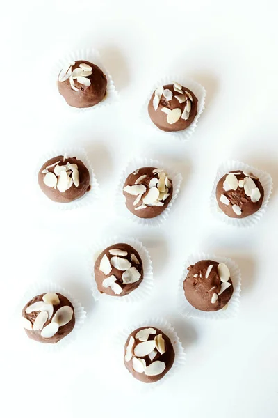 Homemade Chocolates Almond Chips Vegan Dessert — Stock Photo, Image