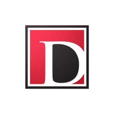 İlk harf logo şekil kare kırmızı siyah