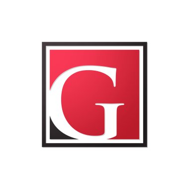 İlk harf logo şekil kare kırmızı siyah