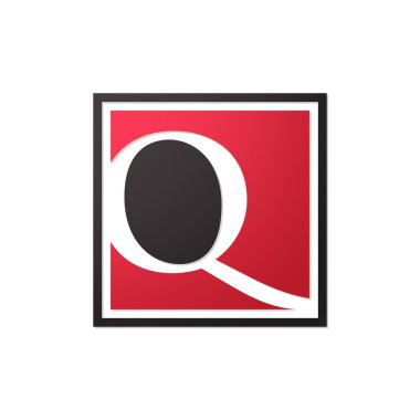 İlk harf logo şekil kare kırmızı siyah