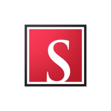 İlk harf logo şekil kare kırmızı siyah