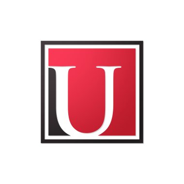 İlk harf logo şekil kare kırmızı siyah