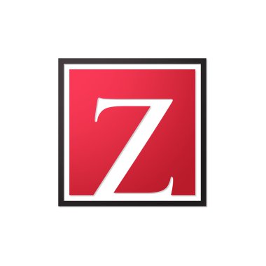 İlk harf logo şekil kare kırmızı siyah