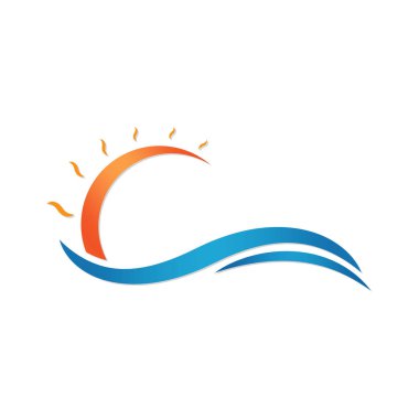 Güneş ve deniz. Yaz vektör çizim