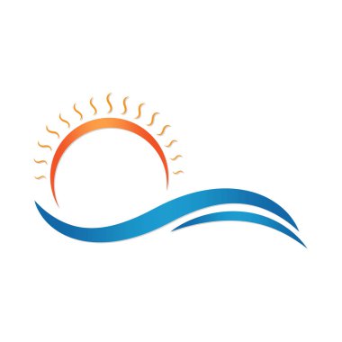 Güneş ve deniz. Yaz vektör çizim