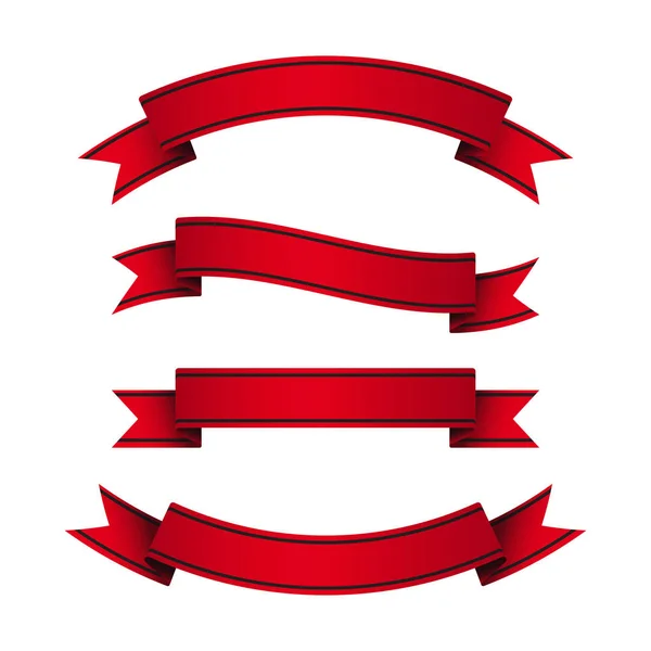 Set rubans couleur rouge — Image vectorielle
