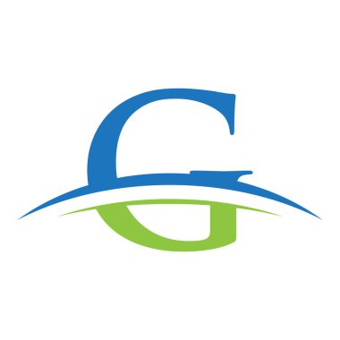 İlk harf logolu swoosh mavi yeşil