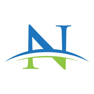 İlk harf logolu swoosh mavi yeşil