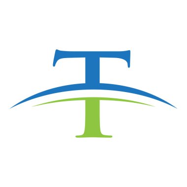 İlk harf logolu swoosh mavi yeşil