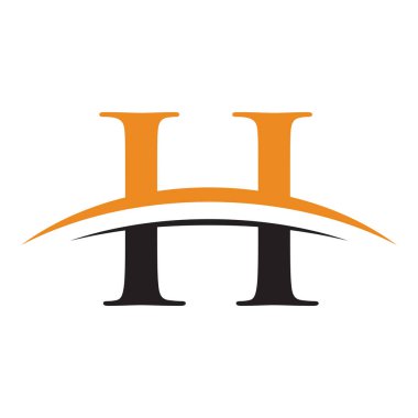 İlk harf logolu swoosh Turuncu Siyah