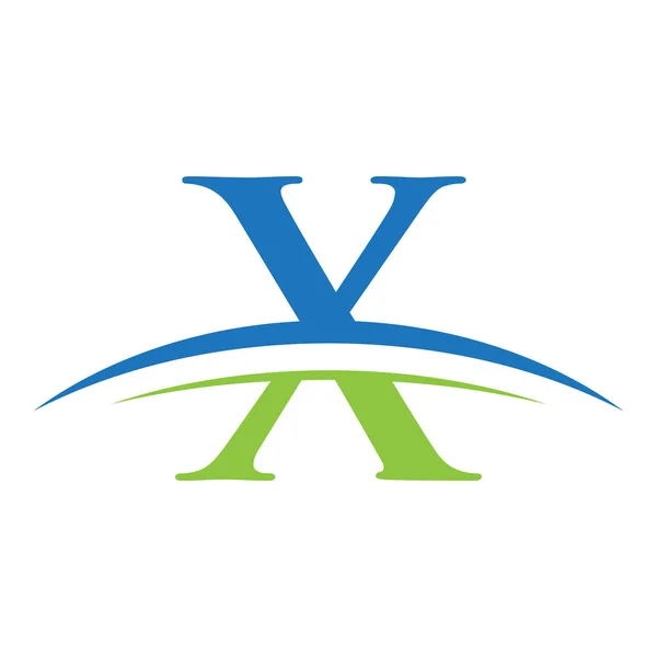 Logotipo inicial de la letra con swoosh azul verde — Vector de stock