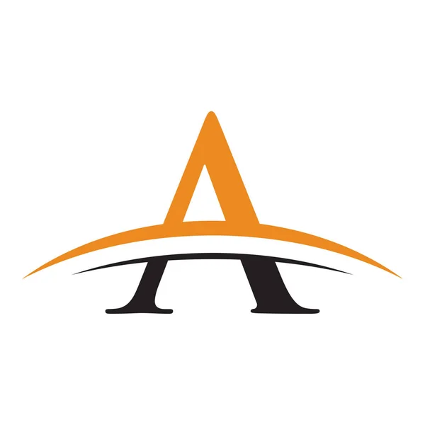 Logotipo inicial de la letra con swoosh naranja negro — Vector de stock