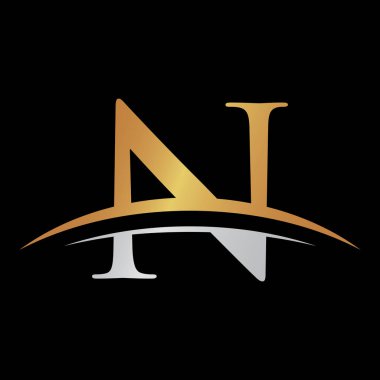 İlk harf logolu swoosh Gümüş altın