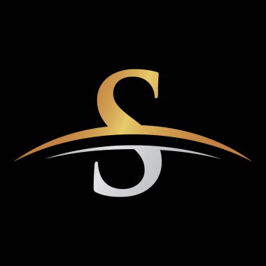 İlk harf logolu swoosh Gümüş altın