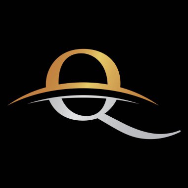 İlk harf logolu swoosh Gümüş altın