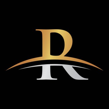 İlk harf logolu swoosh Gümüş altın