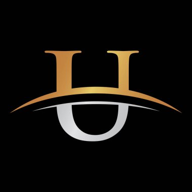 İlk harf logolu swoosh Gümüş altın