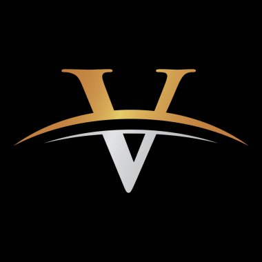 İlk harf logolu swoosh Gümüş altın