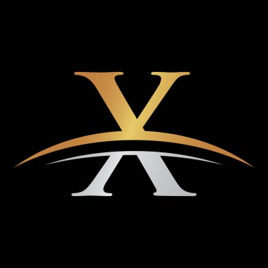 İlk harf logolu swoosh Gümüş altın