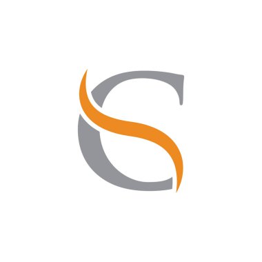 İlk harf logolu swoosh turuncu gri