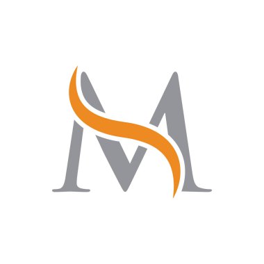 İlk harf logolu swoosh turuncu gri